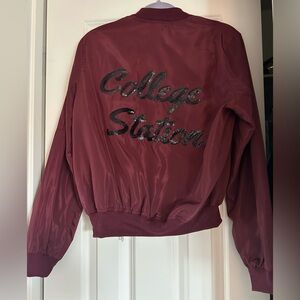 College Station Maroon Bomber Jacket